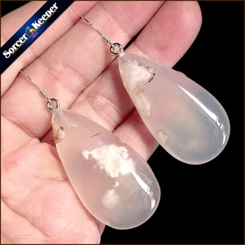 

Genuine 925 Sterling Silver Cherry Blossoms Agate Drop Earrings Purple Fine Jewelry Gift for Woman 100% Natural Gem Stone WS461