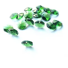 100 шт/партия 14 мм зеленые Восьмиугольные кристаллы в одном отверстии для люстры подвески стеклянные занавески бисерные украшения