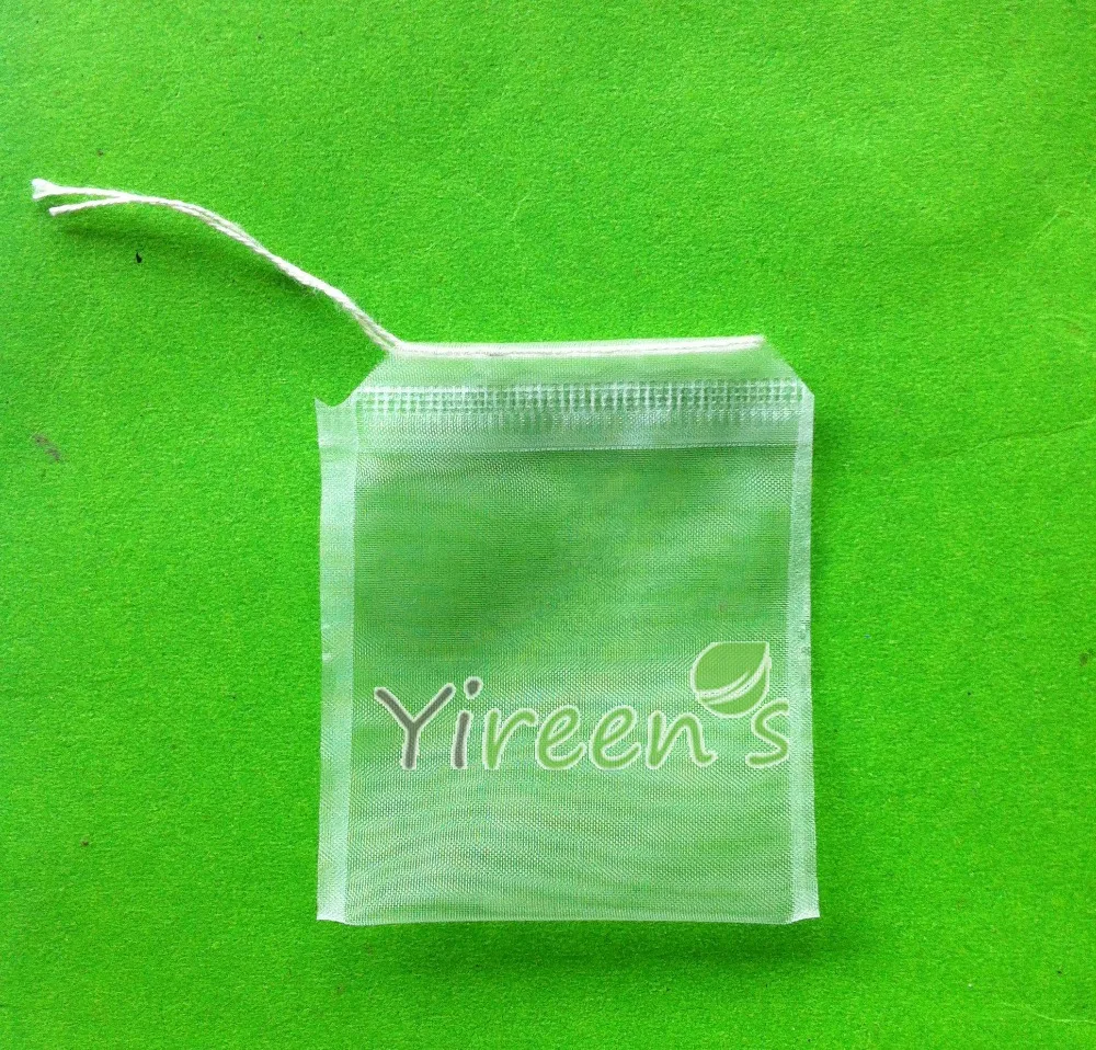 100pcs 50 X 60mm Nylon filter bag, Single string tea filters, Empty tea