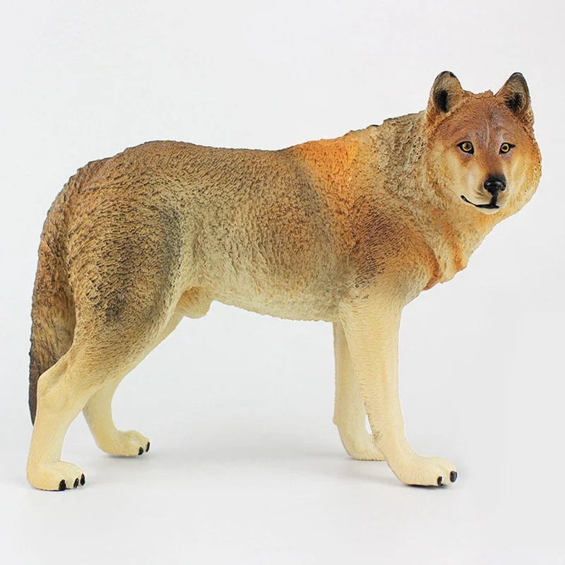 

1PC Simulation Animal Model Toy Collection Decor Ornament Brown Wolf Collectibles Figurine Action Toy