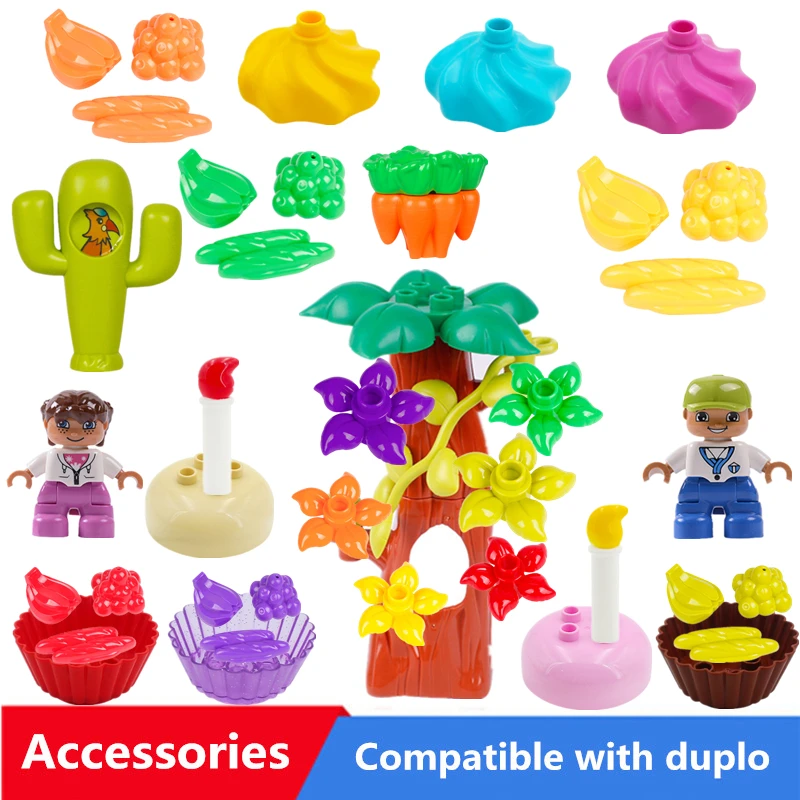 

Big Size Building Blocks Accessories Christmas Tree Fruit Cake Plant Toys For Children Gifts Compatible With Legoingly Duploed