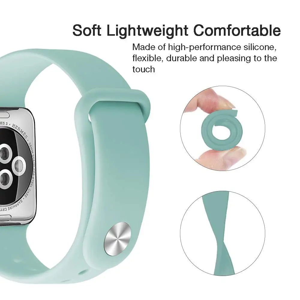Силиконовый ремешок для наручных часов Apple Watch, версии Apple watch 4 полосным 44 мм 40 мм 5 3 наручных часов iwatch, ремешок 42 мм, 38 мм, версия браслет ремешок для часов аксессуар