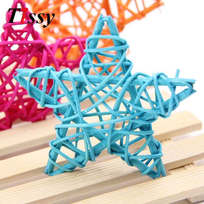 6cm Crafts DIY Ornaments Birthday Rattan Stars Colorful Home Decoration Office 