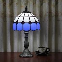 Цветное Стекло Средиземноморский простой синий креативные Ретро Art орнаментное освещение прикроватная тумбочка для спальни декоративная настольная лампа 110-240 V E27