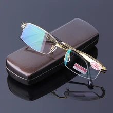 Hohe Qualität Lesebrille Männer Asphärische Hartharz Coating Linsen Reader Brillen Halbrahmen Gold Legierung Männlichen Presbyopie 2158