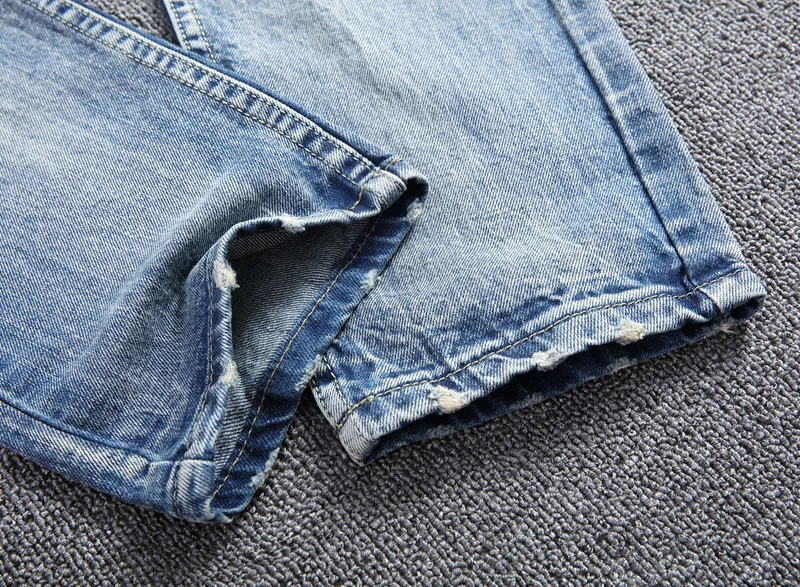 GMANCL Для мужчин новые модные рваные повреждение джинсы брюки Для мужчин уличной хип-хоп тонкий хлопок уничтожены прямые джинсовые штаны Большие размеры