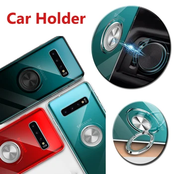 

100pcs Magnetic Bracket Car Holder Case Soft TPU Finger Stand Shockproof Cover For Samsung S10 E 5G S9 S8 Plus Note 9 8 M20 M30