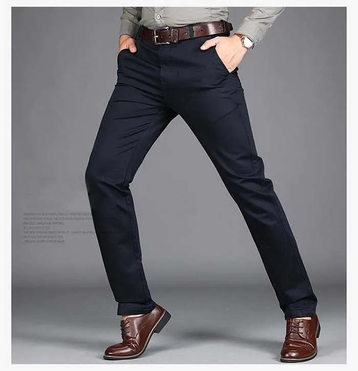 Новая мода на весну и зиму Для мужчин хлопок Брюки для девочек Smart Повседневные штаны для мужчин прямые брюки плюс Размеры 29-44