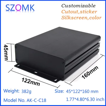 

1 pc, 45*122*160mm wall mount black extrusion aluminum control box szomk aluminum case enclosure for pcb aluminum chassis