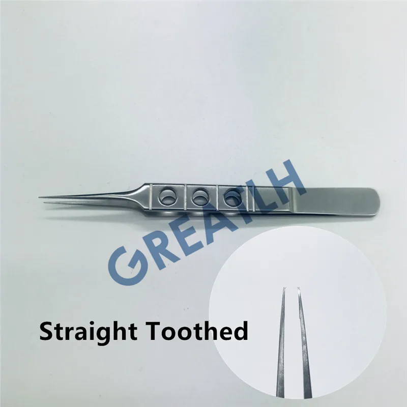 Straight Toothed 1 шт. 11 см ласточковый прямой/изгиб головки Пинцет платформы офтальмологический щипцы микрос из нержавеющей стали - Цвет: Straight Toothed