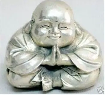 

Collection Wonderful Luck tibet Silver-gilt Buddha Pray Statue wholesale 2PCS factory brass Arts outlets