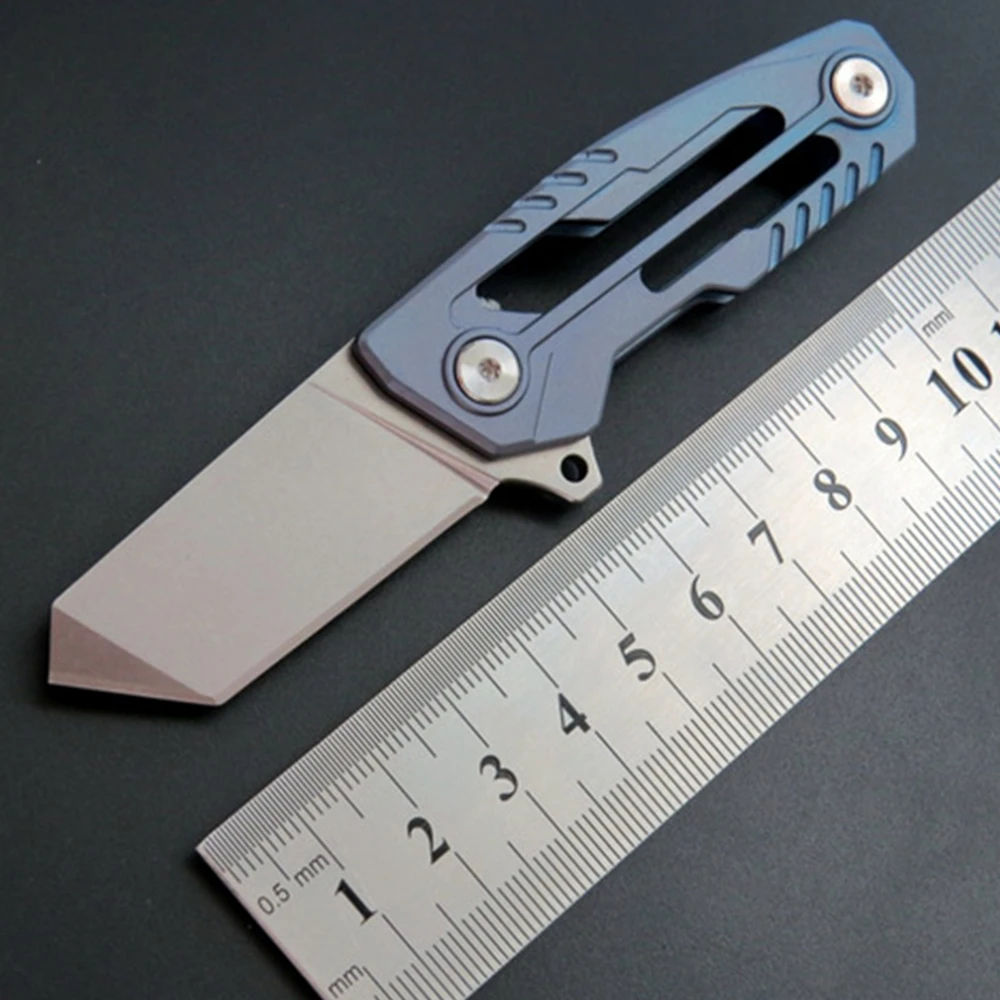 

61HRC Folding Blade Knife D2 Blade Titanium Alloy Handle Camping Hunting Pocket Knives Survival Tactical Outdoor Knife Tools