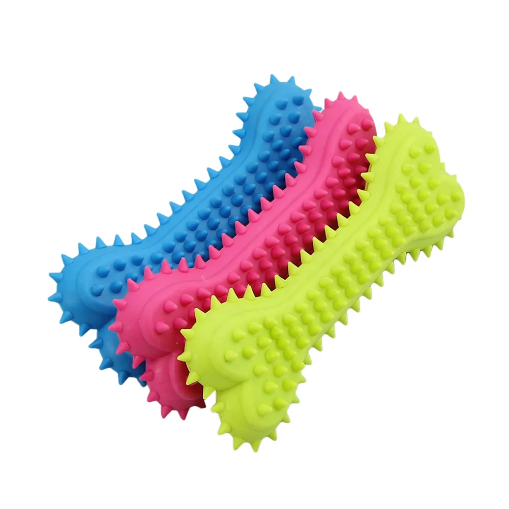 

1PC Dog Chew Bone Resistant Bite Clean Teeth Chew Rubber Training Toy For Pet Dog Cat Puppy random color