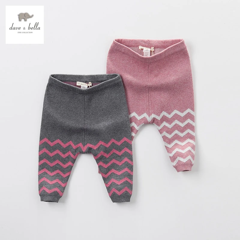 DB4656 dave bella autumn baby girls wave jacquard cotton wool pants kids textile trousers