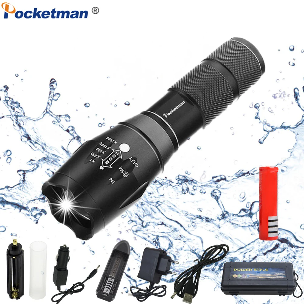 Водонепроницаемый светодиодный фонарик Pocketman T6/L2/V6 5 режимов масштабируемые