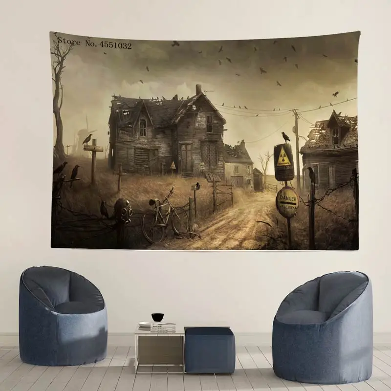 

HD Ruined City Film Scenery Tapestry Home Decor Wall Hanging Tablecloth Picnic Mat Outdoor Sleeping Pad Photo Background TT52