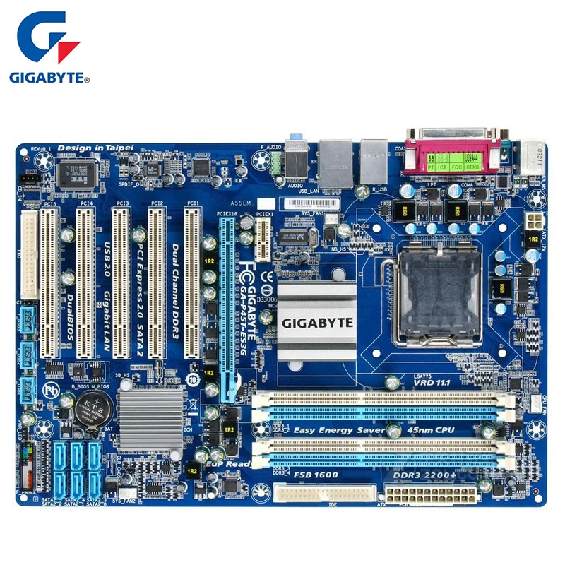 Материнская плата Gigabyte GA-P45T-ES3G для Intel P45 DDR3 USB2.0 16GB LGA 775 P45T ES3G, системная плата для настольных ПК SATA II