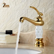 ZGRK смесители для раковины золотой кран для раковины для ванной комнаты креативный дизайн кристалл Бортике горячей и холодной воды одно отверстие Смесители