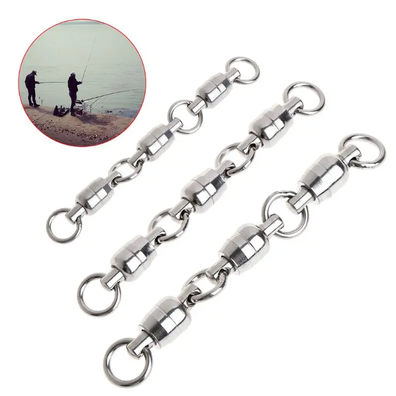 

Fishing Swivel 3pcs Swivels Connected Stainless Steel Bearing Rolling Accessories Connector Solid Ring 6#7#8#