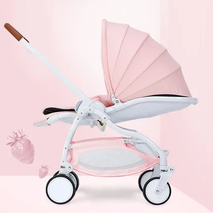 Детские коляски двойного назначения легкий складной может сидеть двухсторонняя От 0 до 3 лет Детские носки для новорожденных, коляска, отделанная кожей T01 - Цвет: Pink cloth