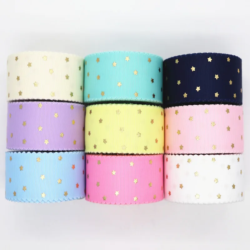 Ribbon Decoration Ribbon Supplies Grosgrain Ribbon Sewing Ribbon Lace Trim Ribbon 10 Yards Printed Gold Little Stars Grosgrain Ribbon Lace Ribbon For Hair Bows DIY Crafts Handmade Accessories M19070801