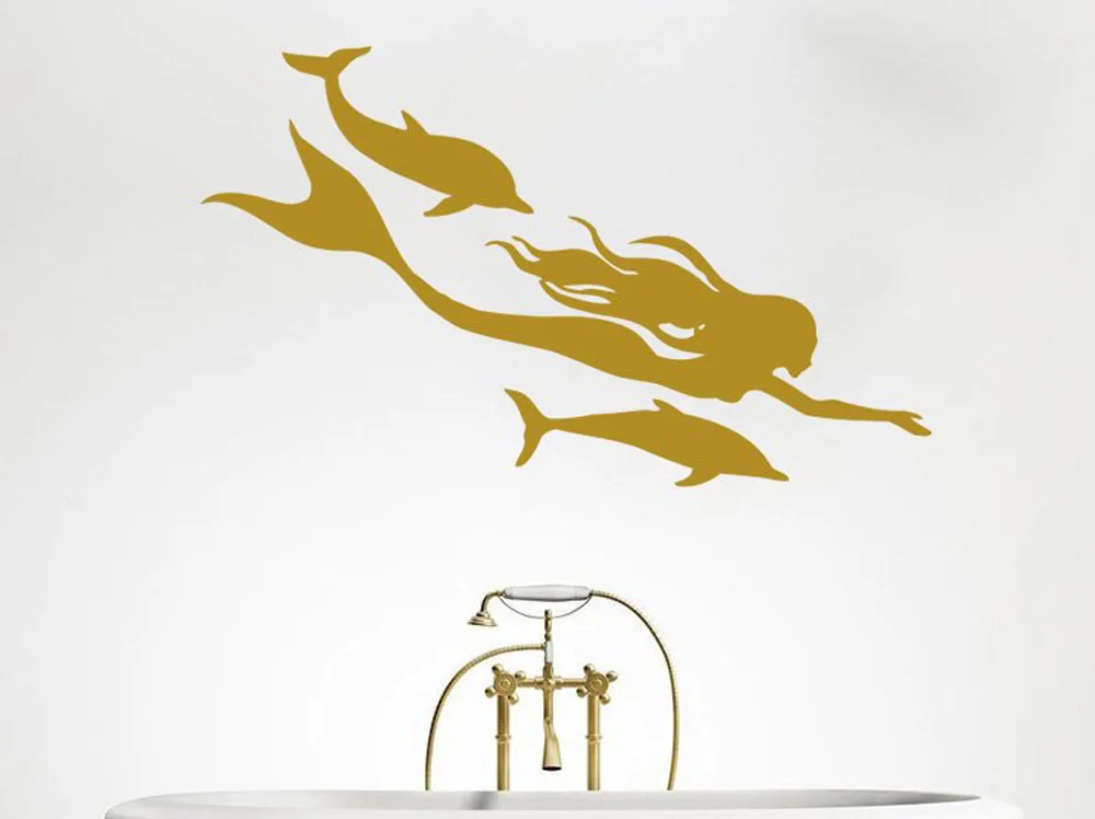 

Mermaid Wall Decals Nautical Sea Ocean Dolphin Decal Vinyl Sticker Bathroom Nursery Home Decor Art Mural B-35