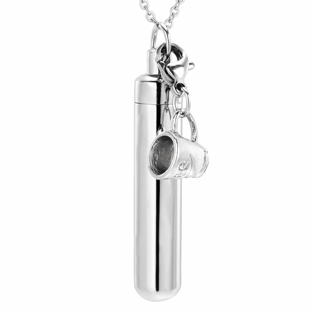 Stainless Steel Charm Cremation Urn Necklace Memorial Keepsake Ash Holder Cylinder Jewelry Funeral Pendant Bar | Украшения и