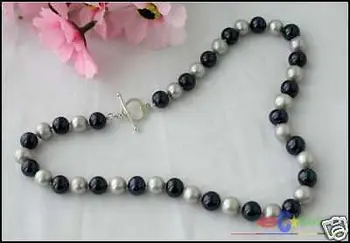 

Free shipping@@@@@ HOT AAA 17" 11MM BLACK GRAY ROUND FRESHWATER PEARL NECKLACE