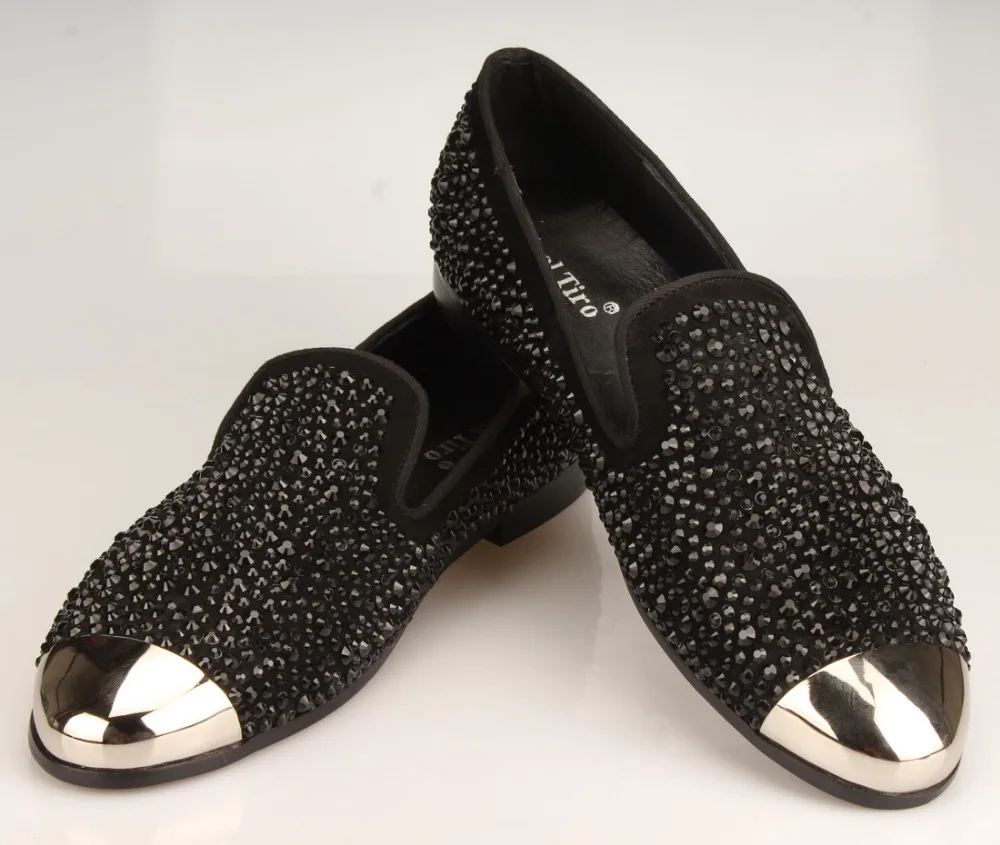 Black Rhinestones Slippers Loafers (7)