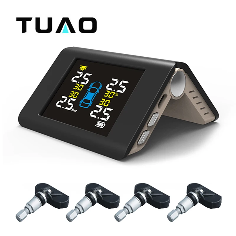 Tuao S6i салона автомобиля TPMS шин Давление мониторинга Системы Солнечный Мощность