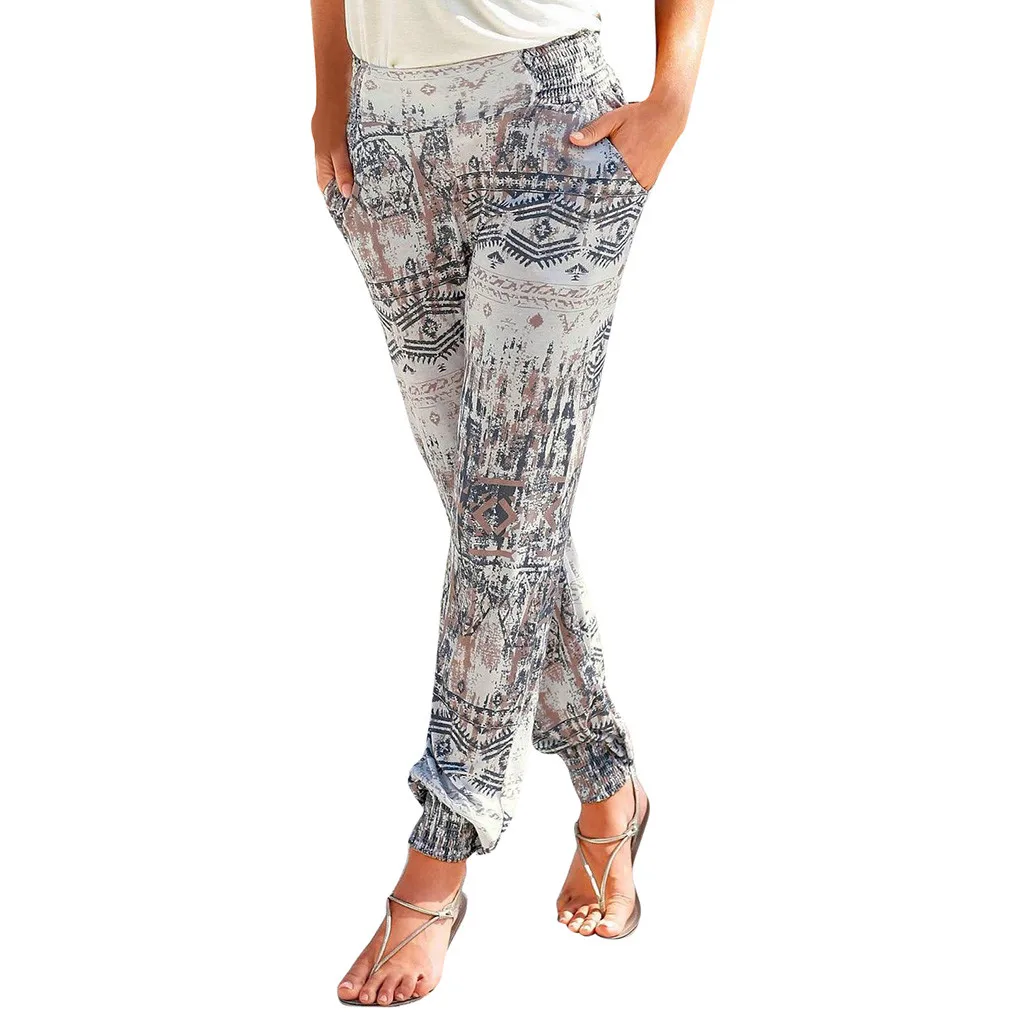 

Women high waist loose trousers elastic band casual summer plus size pants Ladies comfortable fashion fitness sports trousers
