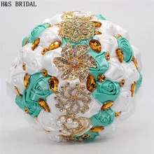 H& S Свадебные букеты с золотыми стразами Свадебные цветы Свадебные букеты Искусственные Свадебные букеты Роза buque de noiva