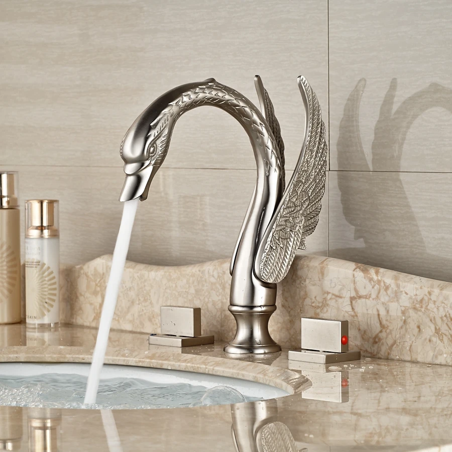 Wholesale And Retail Promotion Brushed Nickel 3 Holes 2 Handles Swan
