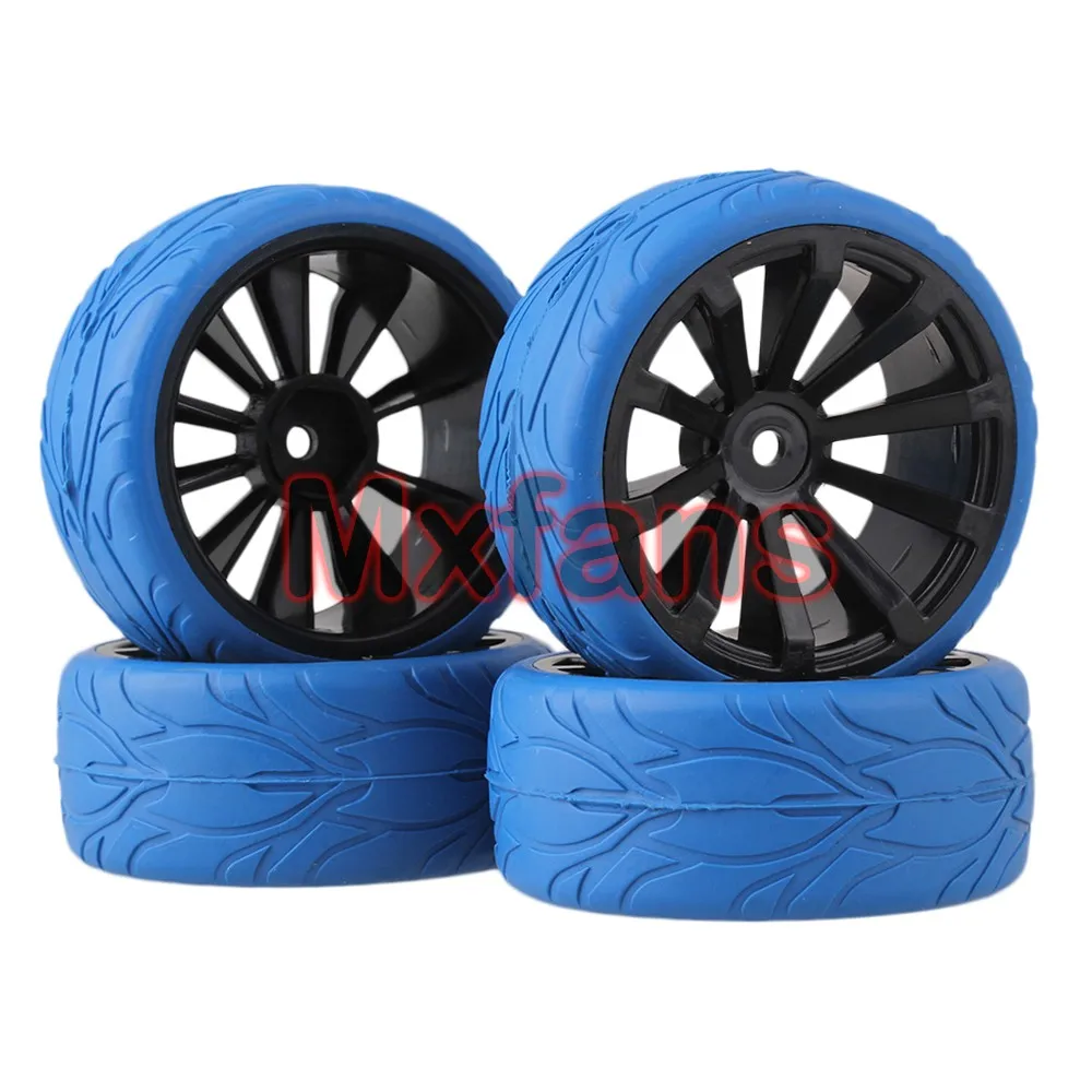 Mxfans 4xRC1: 10 автомобильные резиновые шины с голубыми рыбками + черные вогнутые