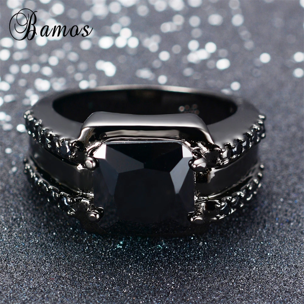 Bamos великолепное мужское черное кольцо Высокое качество Золотое заполненное ювелирное изделие винтажные обручальные кольца для мужчин подарок парню Папе