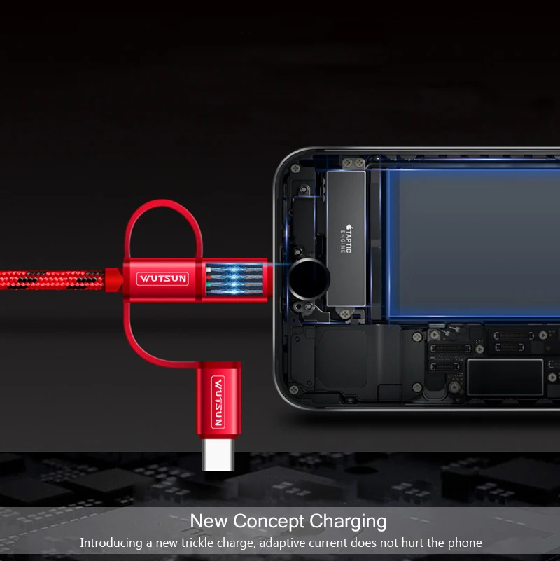 SB كابل شحن شاحن 3 في 1 المصغّر USB كابل للأندرويد USB TypeC الهاتف المحمول الكابلات لسامسونج S9 ل فون 6 7 8 XS X
