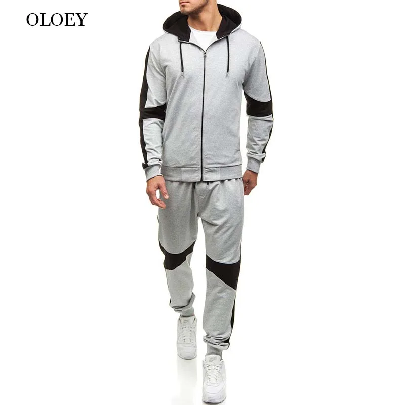 

OLOEY 2 piece Track Suit Men Muscle Sweatsuit Loose Hoodie & Pant Tracksuit Casual Sportswear Leisure Suits Jogging Set For Man