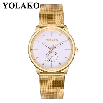 

Yolako luxury brand Women Quartz Wrist Watch Stainless Steel Mesh Belt neutral Analog Clock reloj mujer Dropshipping Watches B40