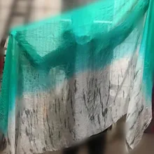Новинка,, цветочный галстук, окрашенная шелковая вуаль для танца живота, мятно-белый градиент, натуральный шелковый светильник, шарф, шаль, 250 см, 270 см