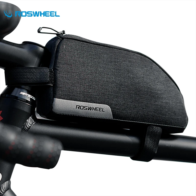 

ROSWHEEL 1L Black Bike Front Bag 300D Fabric Waterproof Head Top Tube MTB Road Cycling Bag Bicycle Accessories Bicycle Frame Bag