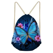 THINK/классический модный рюкзак для девочек с 3D рисунком бабочки; женские сумки на шнурке; Портативный пляжный рюкзак из полиэстера