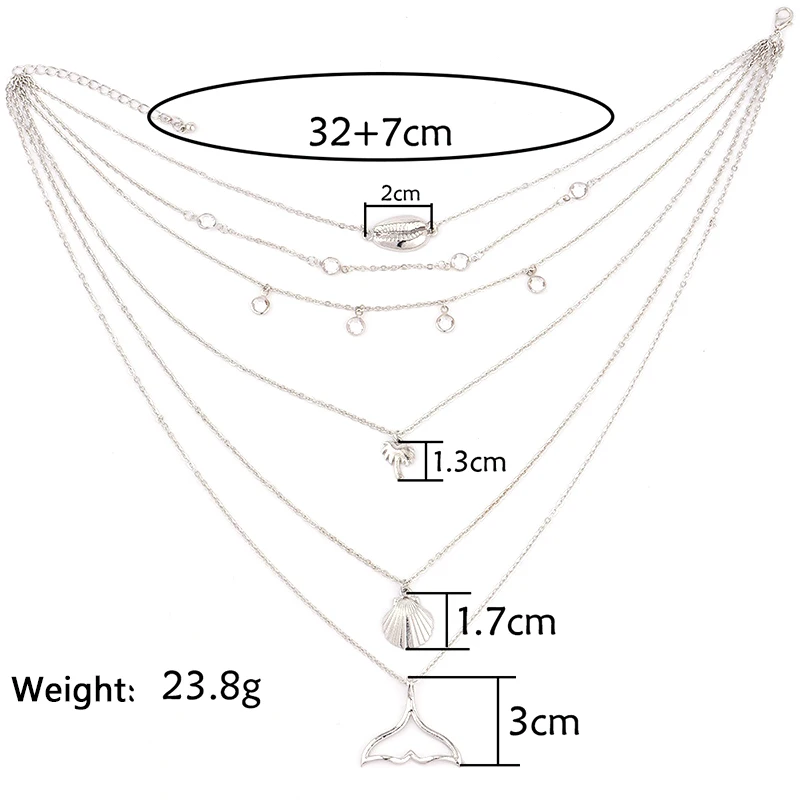 Богемное очарование ювелирные изделия рыбий хвост Морская раковина, кулон многослойное ожерелье элегантный подарок на день Святого Валентина подарить подруге