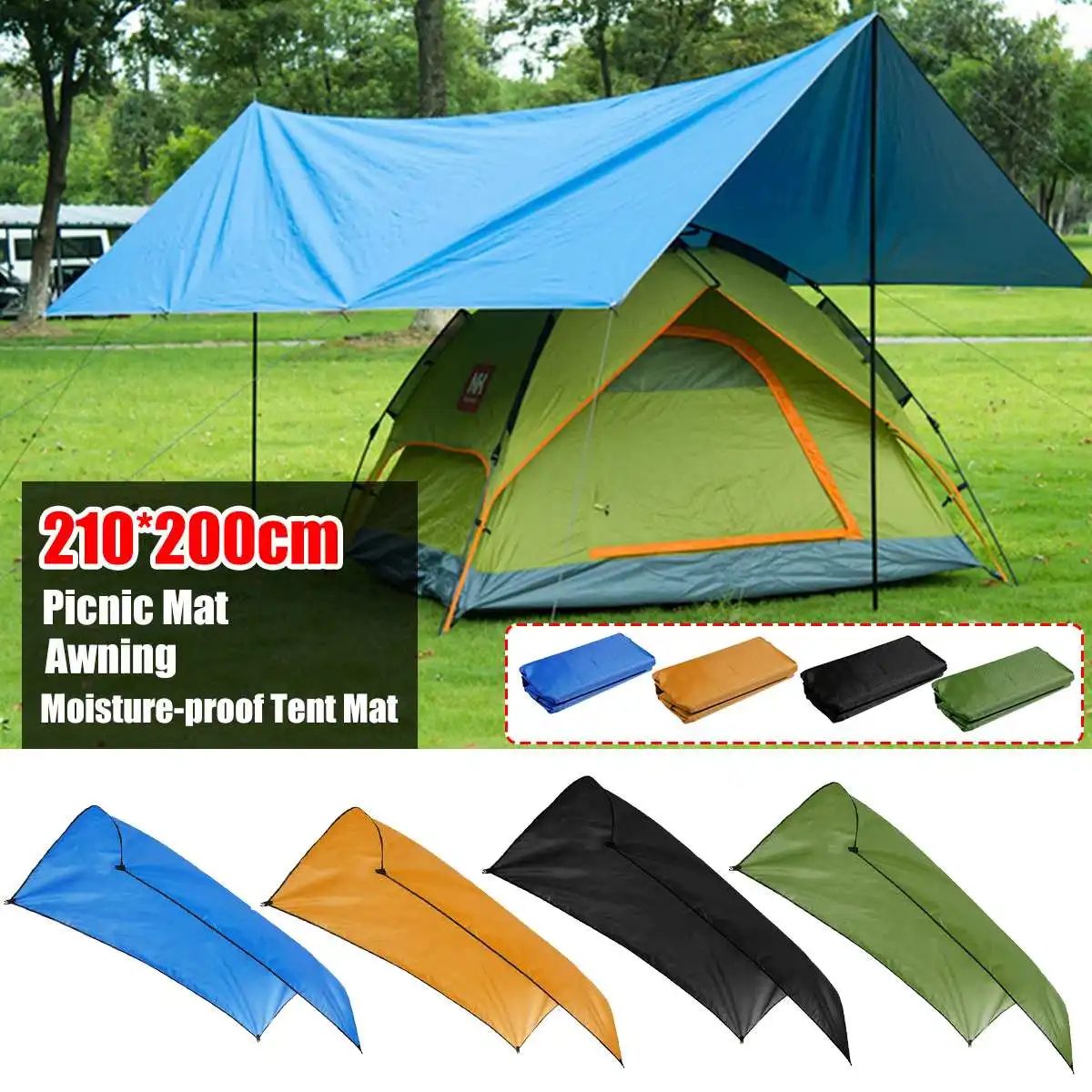 

Waterproof 210D Outdoor Ultralight Tarp Sun Shelter Awning Canopy Outdoor Camping Tent Mat Footprint Pinic Beach Mat