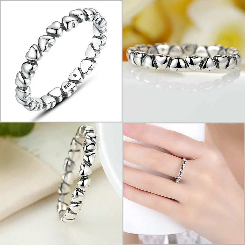 Подлинное 925 пробы Серебряное штабелируемое кольцо 8 видов стилей Love Forever Heart кольцо на палец для женщин Женское Обручальное кольцо ювелирные изделия Anel