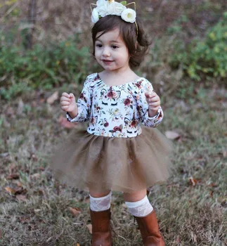 

Baby Girl Long Sleeve Dress Flower Single-horn Lace Dress Baby Girl Ball Gown Dress Dress Baby
