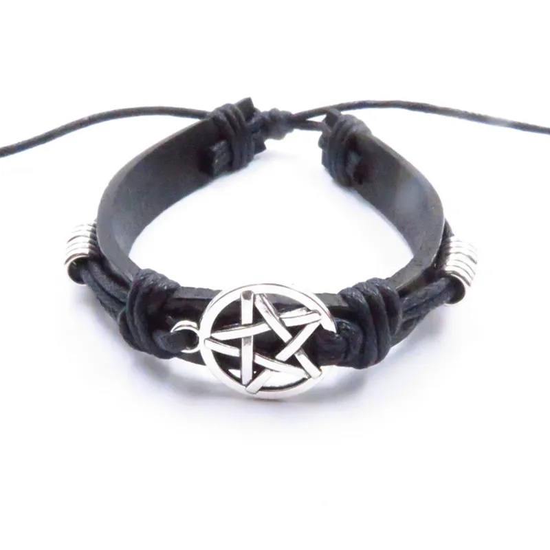 Новое поступление обертка из натуральной кожи подвеска с пентаграммой браслеты женские мужские браслеты с пентаграммой винтажные подарки на удачу ювелирные изделия