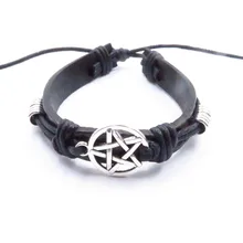 Новое поступление обертка из натуральной кожи подвеска с пентаграммой браслеты женские мужские браслеты с пентаграммой винтажные подарки на удачу ювелирные изделия