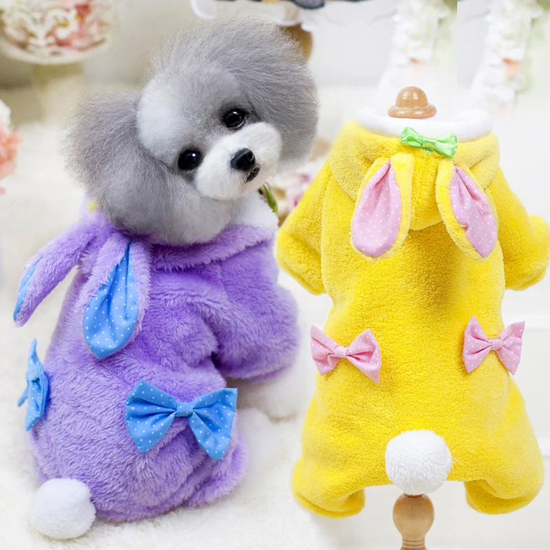 Ropa de perro pequeño Diseño de conejo ropa de Mascota para perros y gatos Puppy Hoodies Jumpsuit arco amarillo, rosa, Violeta nueva llegada|clothing for dog|dog rabbitclothing for rabbits AliExpress