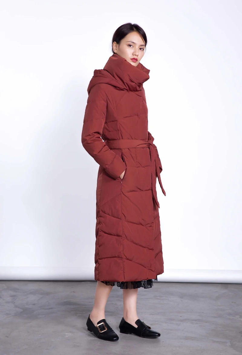 Бренд 2018 новый зимний Для женщин Длинные куртки элегантный тонкий куртка на гусином пуху с капюшоном толстые теплые Для женщин куртка с
