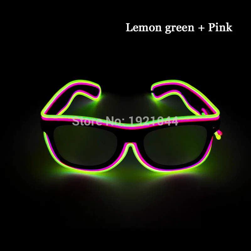 С 3 В устойчивый на диске EL Провода светящиеся Очки для фестиваля украшения Ночь мигает Очки 20 штук - Цвет: lemon vs pink
